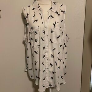 Torrid Cat Pattern Button Blouse, Size 3 (3X)